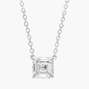 asscher cut diamond solitaire pendant in 14k white gold (1 ct. tw. h i / si1 si2)
