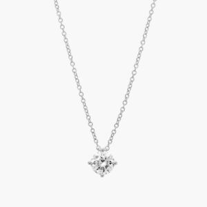 four prong basket solitaire lab grown diamond pendant in 14k white gold (1 ct. tw. f g / vs2 si1)